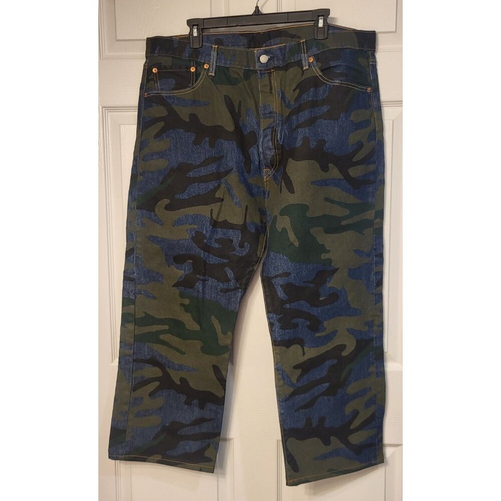 Levi 501 Shrink To Fit Camouflage Jeans Size 42x25 Straight Leg Streetwear